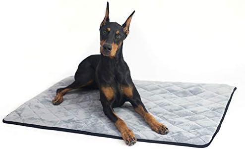 4Knines Extra Large Dog Crate Mat – Waterproof, Non-Slip, Machine Washable Crate Mat – Soft, Durable Kennel Mat for Dogs – Pet Bed for Crates, Travel or Home Use - Large (Grey)