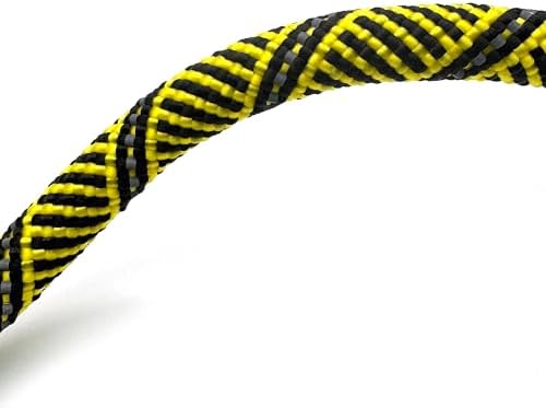 Heavy Duty Rope Dog Leash with 1100LB Rated Locking Carabiner – 6FT Climbing-Inspired Reflective Rope Leash for Large & Medium Dogs that Pull – Padded Handle (Black/Yellow)