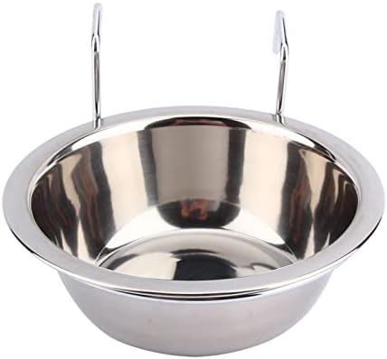Stainless Steel Pet Bowls, Heavy Duty Dog Food Water Bowl with Clamp for Cage Hanging, Durable Cat Bird Feeding Bowl for Indoor Outdoor Use