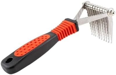 PUREPET Pro Dog Grooming Undercoat Deshedding Pin Rake Combs Fur and Coat Control (10 Blade Dematting Rake)