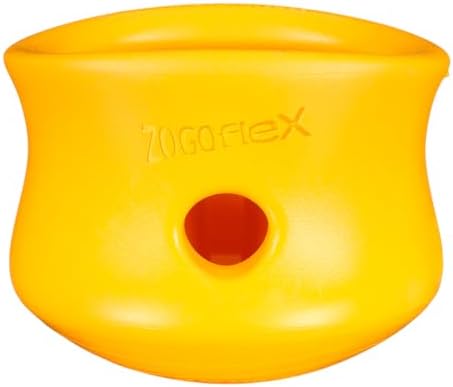 WEST PAW Zogoflex Toppl Interactive Treat Dispensing Puzzle Dog Toy for Mental Stimulation & Enrichment-Holds Kibble & Treats-Lickable, Freezable & Dishwasher Safe-Made in USA-Large-Sunflower Yellow