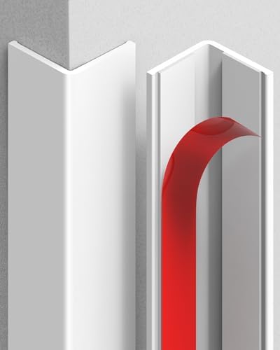 ‎Frychee Wall Corner Protector, Walls Edge Protector，Self-Adhesive Wall Corner Guards,PVC Double Side Edge Protector， Furniture Stairs Guard (4, 2.5x90cm/0.98x35.4in)
