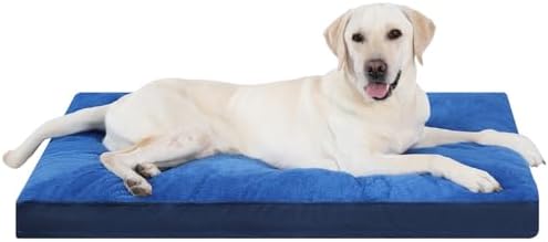 NUPIDA Waterproof Large Dog Bed for Crate with Washable Cover, 35x22, Navy
