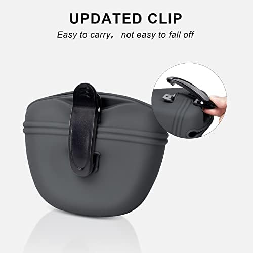 Left&Right Dog Clicker Training Kit,Silicone Dog Training Treat Pouch and Dog Clickers,Dog Treat Bag with Clicker Training for Dogs,Pet Treat Bag with Magnetic Buckle Closing and Waist Clip,Dark Grey