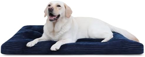 KSIIA Washable Dog Crate Bed Kennel Mat for Large Dogs,41 x 27 Inch, Blue