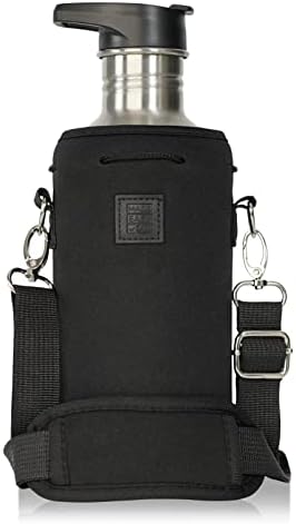 Made Easy Kit Water Bottle Carrier Insulated Neoprene - Adjustable Padded Shoulder Strap - Sling Pouch for Glass Bottle, Stainless Steel Tumbler - 5 Sizes (Black, Large)