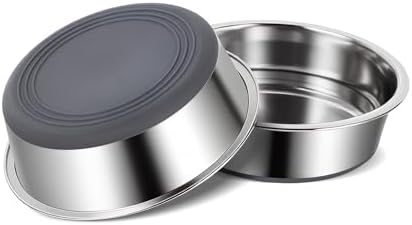 Dog Bowls Durable Non-Slip Stainless Steel Dog Bowls 2-Pack Holds 3 Cups