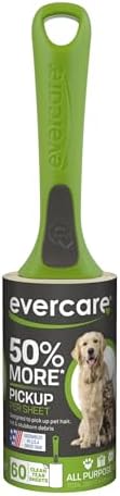 Evercare Giant Extreme Stick Lint Roller Brushes with 60 Easy-Peel Sheets, Pack of 5 Refillable Lint Rollers for Hair and Debris (300 Sheets Total)
