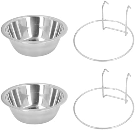 2 Pcs Large Stainless Steel Hanging Pet Bowls, Dog & Cat, Spill Proof, Non Slip, Easy to Clean, Ideal for Indoor & Outdoor Use