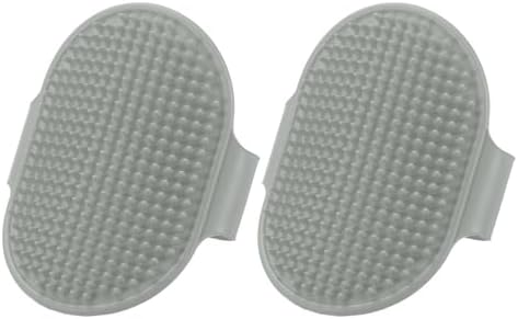 Dog Bath Brush, Silicone Pet Shampoo Brush with Adjustable Ring Handle Massage Scrubber Comb(2Pcs, Grey), for Long Short Hair Dogs and Cats Bathing Cleaning Shampooing