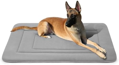 Dog Bed Soft Dog Crate Bed Pad Mat, 42 in Non Slip Bottom Washable Beds for Large Dogs, Pet Bed Mattress Kennel Pad, Clay Gray