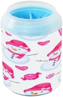 Dog Paw Cleaner Cup, Snowmen and Candy Christmas Portable Paw Washer with Soft Silicone Brush, Pet Foot Cleaner for Small Medium Large Dogs Cats, 2.56x4.53 Inch