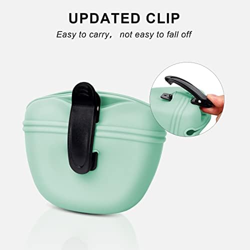 Left&Right Dog Clicker Training Kit,Silicone Dog Training Treat Pouch and Dog Clickers,Dog Treat Bag with Clicker Training for Dogs,Pet Treat Bag with Magnetic Buckle Closing and Waist Clip,Egg Green