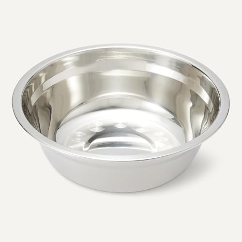 Amazon Basics Elevated Dog Bowls Stand, 5 Height Adjustable Foldable Raised Pet Feeder with Stainless Steel Bowls, Non-Slip Base, 17.3 x 9.4 x 12 in, Black