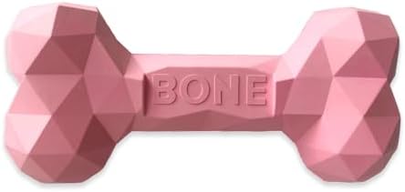 Natural Rubber Dog Bone Chew Toy, Treat Dispensing Toy for Medium Dogs (Pink-1 PC,Small)