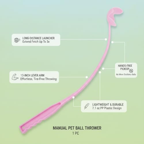 Manual Ball Launcher, 13-Inch Lever Arm for Outdoor Fetch, Lightweight PP Plastic Thrower