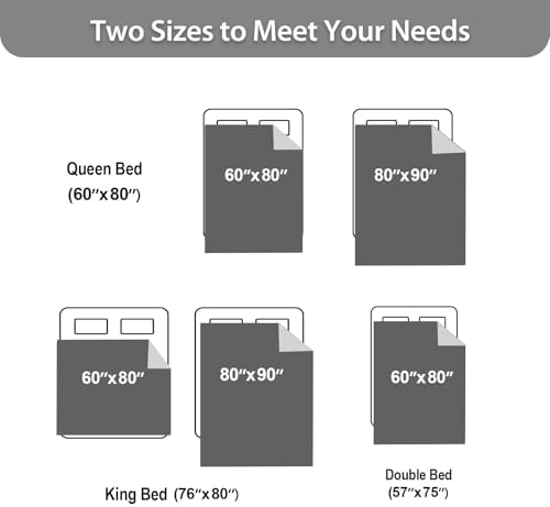 Waterproof Gray Blanket for Bed 90''x80'', Flannel & Sherpa