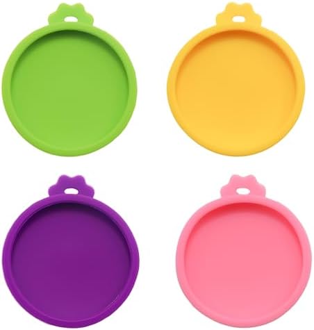 4Pcs 3 oz Cat Food Can Lids (Purple+Pink+Green+Yellow)