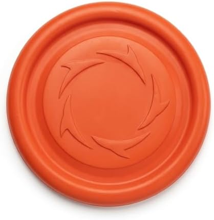 2-in-1 Flying Disc & Slow Feeder Dog Toy - 9.6" Large Floating Aerodynamic Frisbee, Durable Soft Rubber Chew Toy for Fetch, Water Play & Training (Orange)