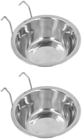 Hanging Dog Bowl Stainless Steel 2 Pack Large 6.5 Inch