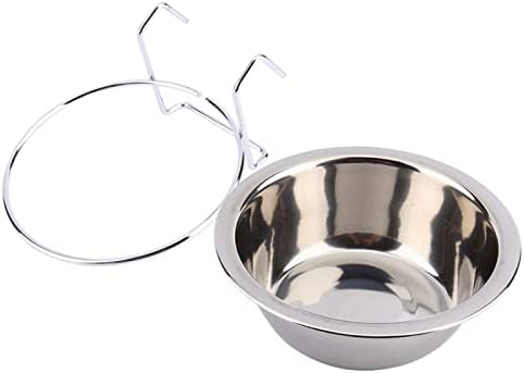 Stainless Steel Pet Bowls, Heavy Duty Dog Food Water Bowl with Clamp for Cage Hanging, Durable Cat Bird Feeding Bowl for Indoor Outdoor Use