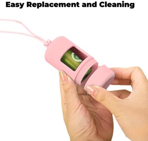 QMEAKMONY Dog Poop Bag Holder for Leashes Compact and Lightweight Poop Bag Dispenser Dog Waste Holder Easy Replacement and Cleaning (Pink)