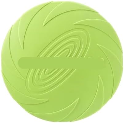 Interactive Silicone Flying Saucer Toy for Dogs and Cats Chew Resistant Flying Disc Pet Game Perfect(Green,L-22CM)