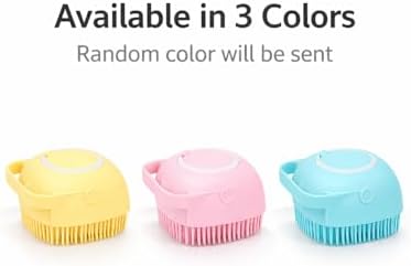 Pet Bath Brush with Shampoo Dispenser, Random Color Sent for Dogs & Cats