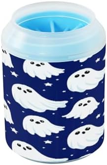 Funny Halloween Ghosts Dog Paw Cleaner Cup, Portable Paw Washer with Soft Silicone Brush, Pet Foot Cleaner for Small Medium Large Dogs Cats, 2.56x4.53 Inch