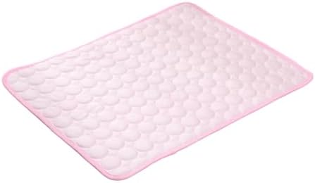 Cooling Mat for Dogs,Non-Slip, Washable, Foldable, Portable Ice-Fiber Self-Cooling Pet Sleeping Mat for Crate, Sofa, Kennel, Grey. (Pink, Small)