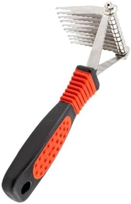 PUREPET Pro Dog Grooming Undercoat Deshedding Pin Rake Combs Fur and Coat Control (10 Blade Dematting Rake)