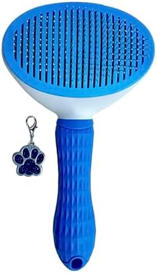 Self-Cleaning Pet Grooming Brush – Stainless Steel Slicker Brush for Dogs, Cats, Rabbits & Small Pets – Ideal for Shedding, Tangles, and Mats – Perfect for Short & Long Hair Breeds by (Blue)