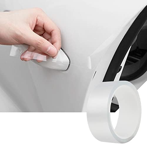 MYFAMIREA Car Door Transparent Seal Strip Door Edge Cover Guard Strips Entry Sill Guard Scuff Plate Protectors Invisible Universal Anti-Scratch Waterproof Tape for Rear Bumper (33Ft x 1.2In)