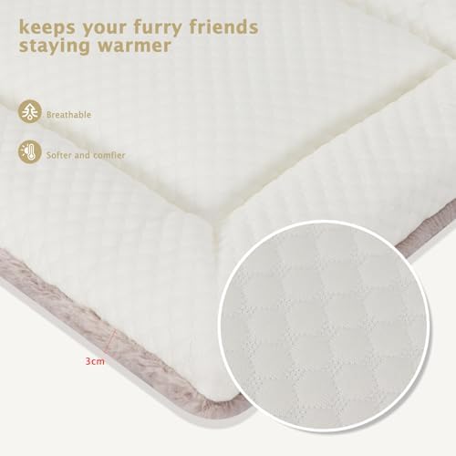 Dog Bed Mat, Crate Pad Reversible,Soft Kennel Washable Crate Mat (Cool and Warm),Pet Sleeping Mattress for Small Medium Dogs XB009 (30''x20'',Beige)