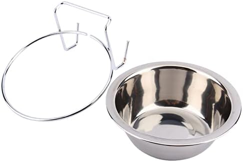 Stainless Steel Pet Bowls, Heavy Duty Dog Food Water Bowl with Clamp for Cage Hanging, Durable Cat Bird Feeding Bowl for Indoor Outdoor Use