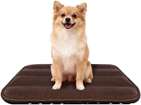pobopobo Dog Crate Pad, Ultra Soft & Anti-Slip Kennel Mat, Secure Fit for Metal Crates & Dog Cages, Washable Cozy Bed for Small Medium Large Dogs (Dark Brown, M(28"*16"*1.5"))