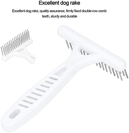 Emoshayoga Pet Double Row Rake, Gentle and Safe Dog Undercoat Rake Removing Dead Hair Non‑Slip Handle with Double‑Row Comb Teeth for Thick Long Hair