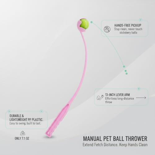 Manual Ball Launcher, 13-Inch Lever Arm for Outdoor Fetch, Lightweight PP Plastic Thrower