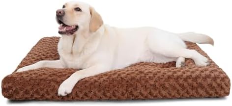 KSIIA Washable Dog Bed Medium Size Dog Crate Bed Pet Mat 35"x23" Brown