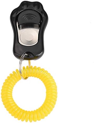 Adjustable 3 Gears Pet Dog Training Clicker Paw Shaped with Wrist Strap for Cats Birds(Black)