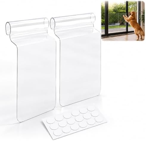 Sliding Glass Door Protector Dog: Clear 2-Pack Adhesive-Free Self-Cling Pet Scratch Guard for Patio Doors, 14 x 27.5 in Each, No Glue on Glass, Hand-Press Install (2, 28 x 27.5 in)