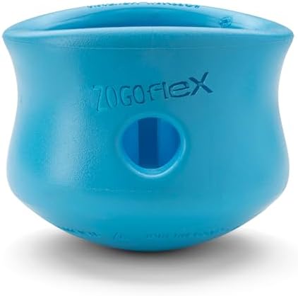 WEST PAW Zogoflex Toppl Interactive Treat Dispensing Puzzle Dog Toy for Mental Stimulation & Enrichment-Holds Kibble & Treats-Lickable, Freezable & Dishwasher Safe-Made in USA-X-Large-Aqua Blue