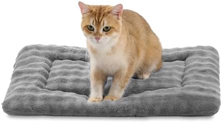 Pet Bed Mat Crate Pad for Cats Small Dogs, Grey, 24"x 18"