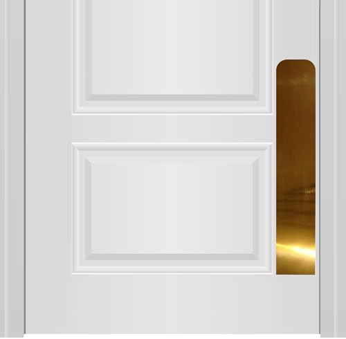 Deck the Door Decor Dog Scratch Door Protection Plate - Elegant Anodized Aluminum for All Door Types. Pet-Safe with Polished Edges and Rounded Corners. 3M Adhesive Mount - Shiny Brass 4x22in