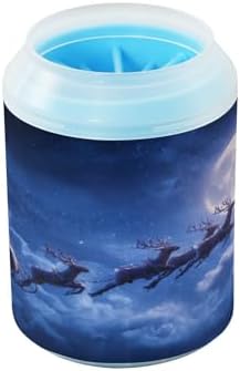 Christmas Deer Dog Paw Cleaner Cup, Portable Paw Washer with Soft Silicone Brush, Pet Foot Cleaner for Small Medium Large Dogs Cats, 2.56x4.53 Inch