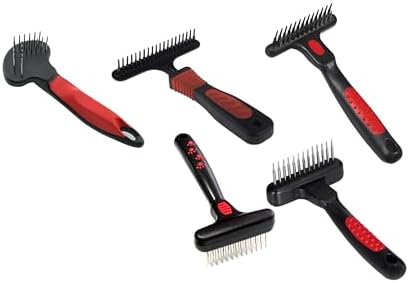 Pro Dog Grooming Undercoat Deshedding Pin Rake Combs Fur and Coat Control (2 Row Rake Comb)