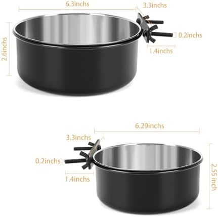2 Pcs Stainless Steel Large Dog Crate Food Water Bowl, 56 & 41 OZ
