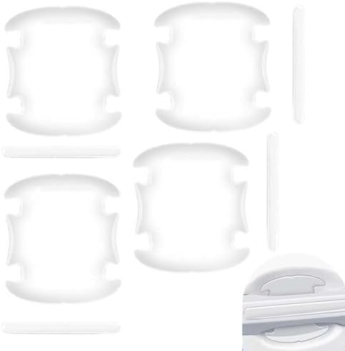 8 PCS Car Door Handle and Bowl Protectors, Anti-scratch Ultra-clear Paint Guard, Self-adhesive Protective Sticker, Waterproof Exterior for Rearview Bumper Door Bowl Handle (Transparent)