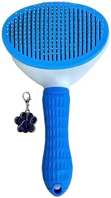 Self-Cleaning Pet Grooming Brush – Stainless Steel Slicker Brush for Dogs, Cats, Rabbits & Small Pets – Ideal for Shedding, Tangles, and Mats – Perfect for Short & Long Hair Breeds by (Blue)