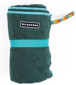 Wilderdog Quick Dry Towel for Dogs, Ideal for Home, Travel, Grooming & Outdoor Use, 24" x 48" - Green